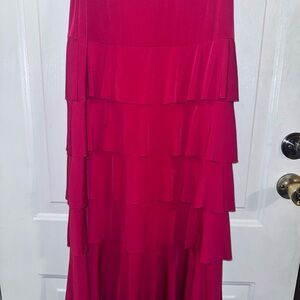 Elegant Red Tiered Skirt
